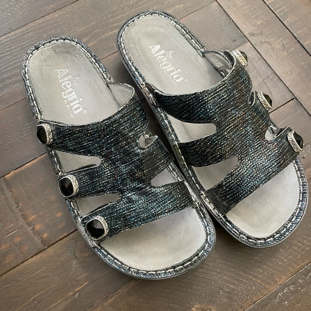 Alegria Black Glitter Sandals